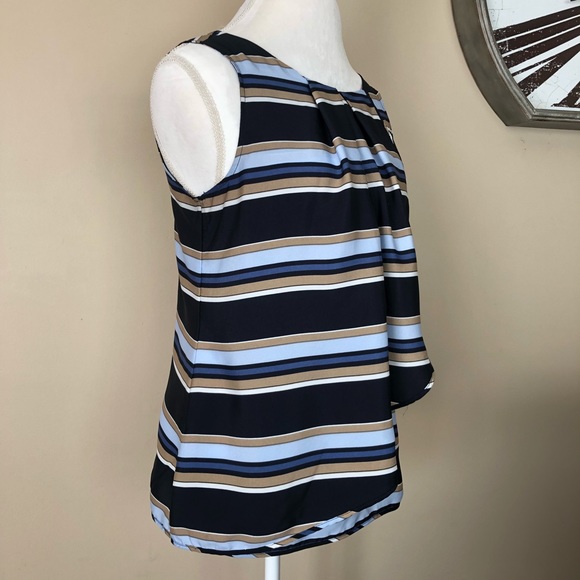 New York & Company Overlay Striped Sleeveless Top - Picture 4 of 7